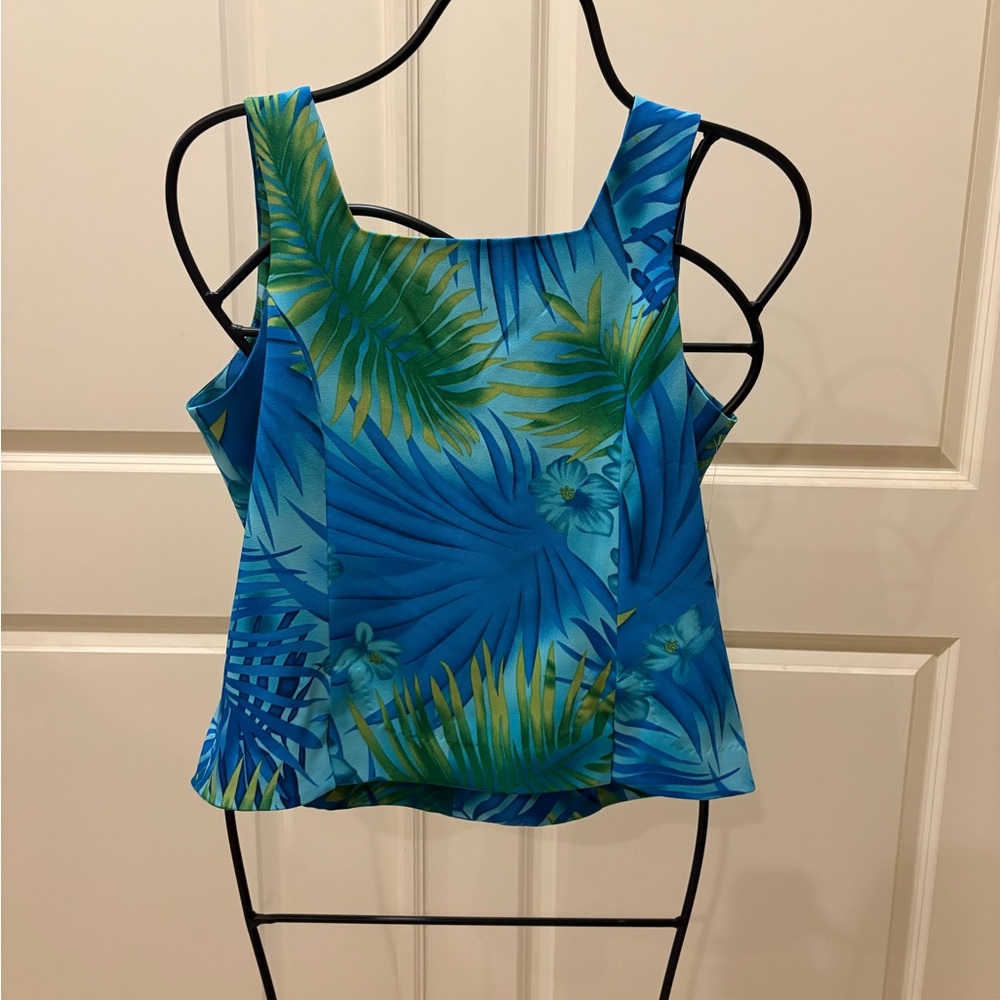 Courtenay Blue and Green Tropical Tank Top